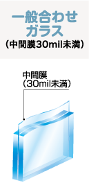 一般合わせガラス（中間膜30mil未満）：中間膜（30mil未満）